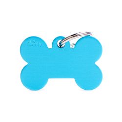 MyFamily Basic Light Blue Bone Aluminum Dog Pet Tags Large