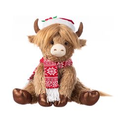 Glitzhome Christmas Fabric Highland Cow Figurine 15