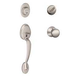 Schlage Plymouth Satin Nickel Single Cylinder Handleset and Knob