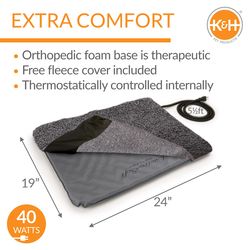 K&H Pet Prodcuts Gray Heated Pet Bed 19 in. W X 24 in. L