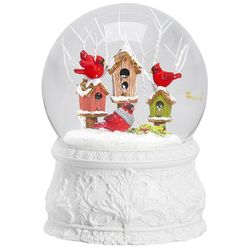 Roman Glitter Dome Multicolored Musical Cardinal Birdhouse Wind Up Dome Table Decor 5.5 in.