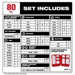 Milwaukee Shockwave Impact Duty Assorted X 1.49 in. L Impact Driver Bit Set Alloy Steel 1 pk