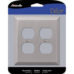 Amerelle Century Brushed Nickel 2 gang Stamped Steel Duplex Wall Plate 1 pk