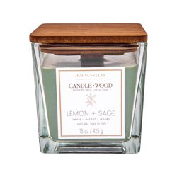 House of Velas Candlewood Green Lemongrass Sage Scent Candle 15 oz
