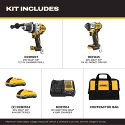 DEWALT 20V MAX XR Cordless Brushless 2 Tool Hammer Drill and Impact Driver Kit