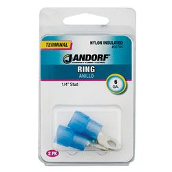 Jandorf 6 Ga. Insulated Wire Ring Terminal Blue 2 pk