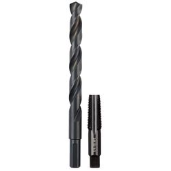 Milwaukee SAE 1/4-18 NPT Straight Flute Plug Tap & 7/16 Drill Bit