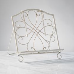 Tripar 13.25 in. H X 12.65 in. L Distressed White Metal Cookbook Stand