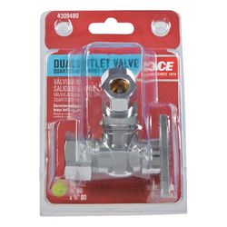 Ace 5/8 in. Compression in. X 3/8 in. Compression Brass Dual Shut-Off Valve