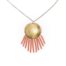 Matr Boomie Chaya Women's Medallion Gold/Orange Analog Necklace