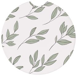 Sincere Surrounding Green State Leaves Coaster Ceramic 1 pk