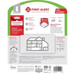 First Alert Voice and Location Alerts Battery-Powered Electrochemical/Photoelectric Slim Smoke and C