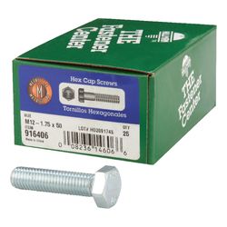 HILLMAN M12-1.75 mm D X 50 mm L Heat Treated Zinc Steel Hex Head Cap Screw 1 pk