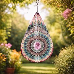 Spinfinity Designs Stainless Steel 12 in. Crystal Rose Teardrop Wind Spinner