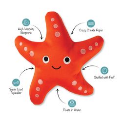 Pet Shop by Fringe Studio For Dog Orange Neoprene Starfish Dog Toy 1 pk