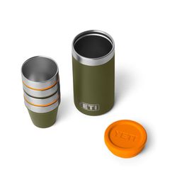YETI 1.7 King Crab Orange/Olive Stainless Steel Packable Shot Glass Set