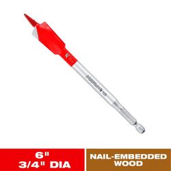 Diablo Demo Demon 3/4 in. X 6 in. L High Carbon Steel Nail-Embedded Wood Spade Bit Hex Shank 1 pk