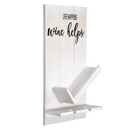 Elegant Designs 4 in. H X 20 in. L White Wood Wine Bottle Shelf