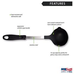 Rada Cutlery Black/Silver Nylon/Stainless Steel Ladle