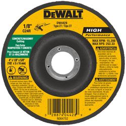 DeWalt High Performance 4 in. D X 5/8 in. X 1/8 in. thick Masonry Grinding Wheel 1 pc