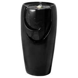 Glitzhome Ceramic Black 28.50 in. H Pot Outdoor Fountain