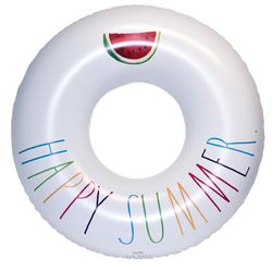 CocoNut Float Rae Dunn White Vinyl Inflatable Happy Summer Pool Float Tube