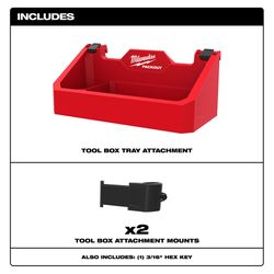 Milwaukee Packout 3.3 in. W X 5.2 in. H Tool Box Attachment Tool Tray Black/Red
