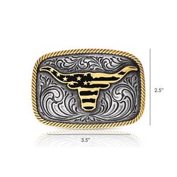 Montana Silversmiths Western Patriotic Longhorn Belt Buckle