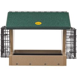 Birds Choice 3 lb Wood Hopper with Suet Cage Bird Feeder