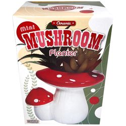 Streamline Ceramic Mushroom Planter Red and White