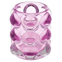 Karma Lucia 4 in. H X 4 in. L Clear/Pink Glass Amethyst Hobnail Votive