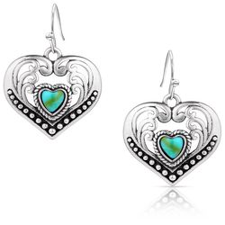 Montana Silversmiths Women's Fierce TQ Heart Silver/Turquoise Earrings