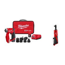 Milwaukee M12 FUEL Stubby 3/8 inch Impact Wrench Kit with 3/8 inch Ratchet Bundle