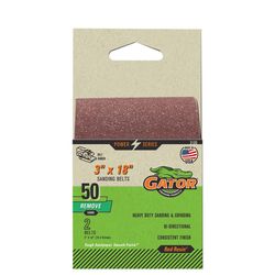 Gator 18 in. L X 3 in. W Aluminum Oxide Sanding Belt 50 Grit Coarse 2 pc