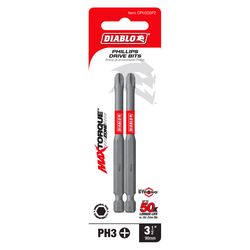 Diablo Phillips 3-1/2 in. L #3 Screwdriver Bit 2 pk