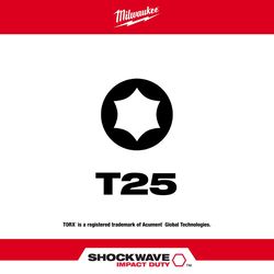 Milwaukee Shockwave Torx T25 X 3-1/2 in. L Impact Power Bit Steel 1 pc