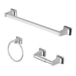 OakBrook Collection Chrome Silver Zinc Towel Bar Set