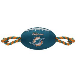 Pets First NFL For Dog Multicolored Nylon Miami Dolphins Football Dog Toy 1 pk