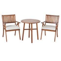 Living Accents Alwyn 3 pc Brown Wood Bistro Set White