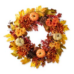 Glitzhome 24 in. Leaf and Berry Wreath