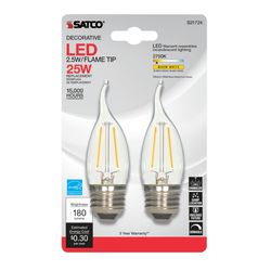 Satco . CA10 E26 (Medium) LED Bulb Warm White 25 Watt Equivalence 2 pk
