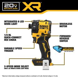 DEWALT 20V MAX XR 1/4 in. Cordless Brushless Hydraulic Impact Driver Tool Only