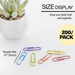 Bazic Products Vinyl-Coated Regular Assorted Color Paper Clips 200 pk