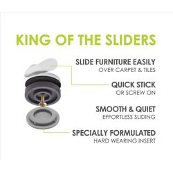 Slipstick GorillaGlides Gray 1 in. Screw-On Plastic Chair Glide 8 pk