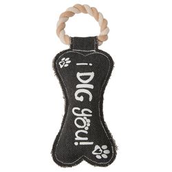 Pavilion Pavilion's Pets For Dog Black/Gray Cotton Bone Squeak Dog Toy 12 1 pk