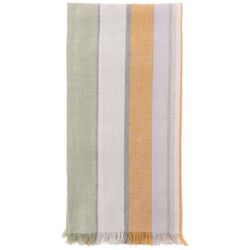 Karma Waterfront Green/Mustard Cotton Vertical Striped Tea Towel 1 pk