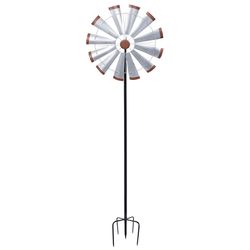 Alpine Silver Iron 26 in. H Windmill Garden Stake Spinner