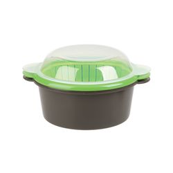 Progressive Prep Solutions Green/Gray Polypropylene Microwave Steamer/Strainer W/Lid 2 cups