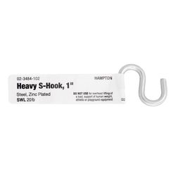 Hampton Small Zinc-Plated Silver Steel 1 in. L S-Hook 20 lb 1 pk