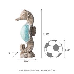 Glitzhome Gray Fiberglass 21 in. H X 10 in. L X 5.25 in. W Marine Faux Granite and Mosaic Sea Horse